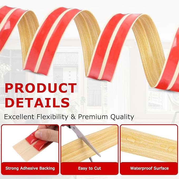 Flexible Wall Corner Protector Moulding Trim Peel and Stick Wall Corner Guards Edge Protector Self Adhesive Molding Trim Strip for Edge Ceiling (Original Wood Grain, 1.6 in x 10 Ft)