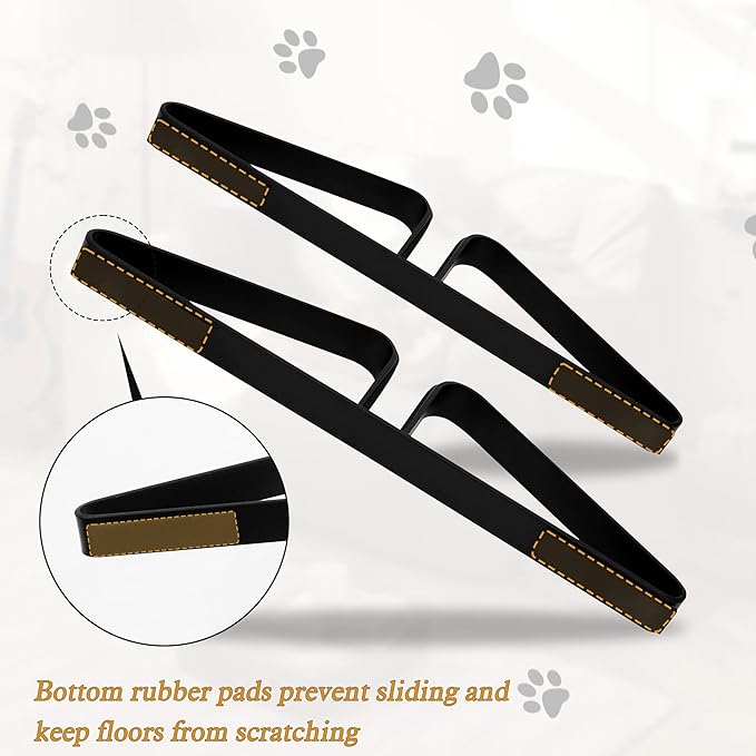 Freestanding Pet Gate Metal Support Feet, Triangle Support Feet Set of 2 for Extra Wide Foldable Pet Gate, Easy to Install, A Pair of Safety Fence Feet for Wooden Dog Gate, Black