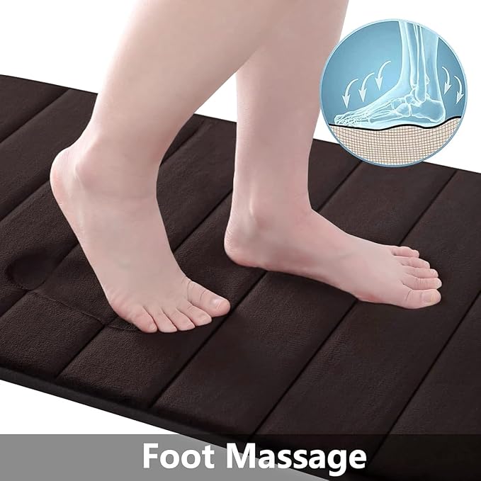 Buganda Memory Foam Bath Mat, 45" x 27", Ultra Soft and Non-Slip Bathroom Rugs, Water Absorbent and Machine Washable Bath Rug Runner for Bathroom, Shower, and Tub, Brown