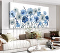 VEAEE Flowers Canvas Wall Art - Indigo Floral Canvas Pictures Living Room Wall Decor Botanical Canvas Prints Painting Abstract Artwork Bedroom Office Home Decor 20"x 40"