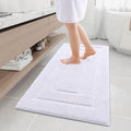 Buganda Bathroom Rugs, 47" x 24", Soft and Absorbent Microfiber Bath Rugs, Non-Slip Shaggy Shower Carpet, Machine Wash Dry Bath Mats for Bathroom Floor, Tub and Shower, White