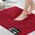 GORILLA GRIP Bath Rug Mat, Thick Soft Absorbent Chenille, Quick Dry Microfiber Mats, Rubber Backing Washable Shower Floor Rugs, US Designed Bathroom Bathmat Home Decor Accessories, 24x17, Red