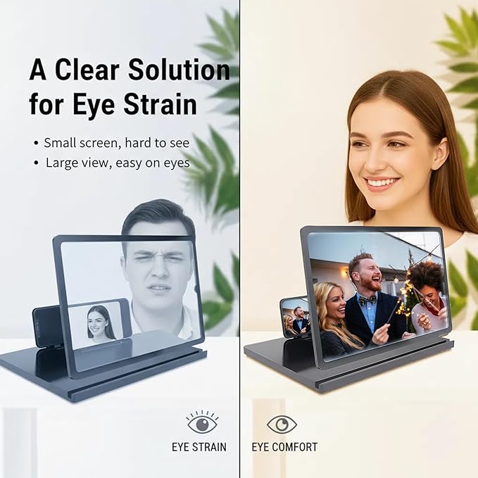 2026 New HD Screen Magnifier Cell Phone Mobile Projector Amplifier Magnifying Version Pull Out Android Smartphones 3D Stand Cellphone Laptop Enlarger Definition Easy Viewing Orientation (18IN)