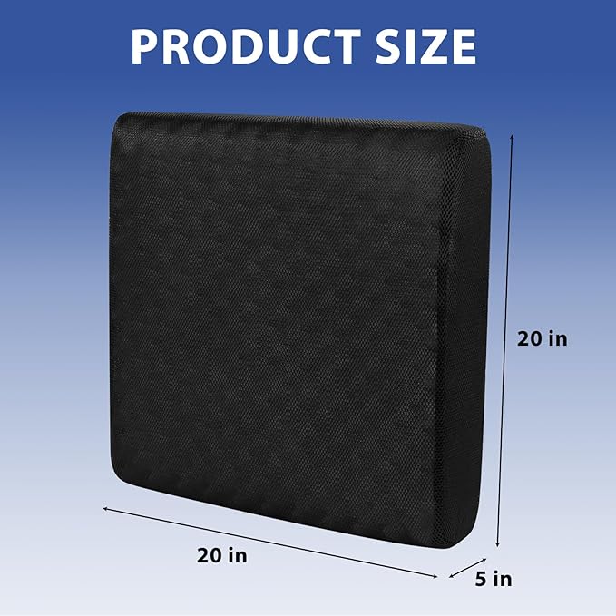 Extra Thick 5" Recliner Cushions for Elderly, 20"x20" Egg Shaped Foam Recliner Chair Cushion, Extra Large Egg Chair Cushion - Comfort & Support for Long Sitting - Black - 20"x20"x5"