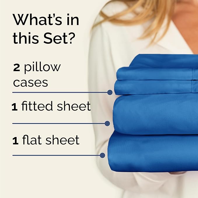 Twin 4 Piece Sheet Set - Cooling & Breathable Bed Sheets - Hotel Luxury Bed Sheets for Women, Men, Kids & Teens - Bedding with Deep Pockets & Easy Fit - Soft and Wrinkle Free - Twin Royal Blue Sheets