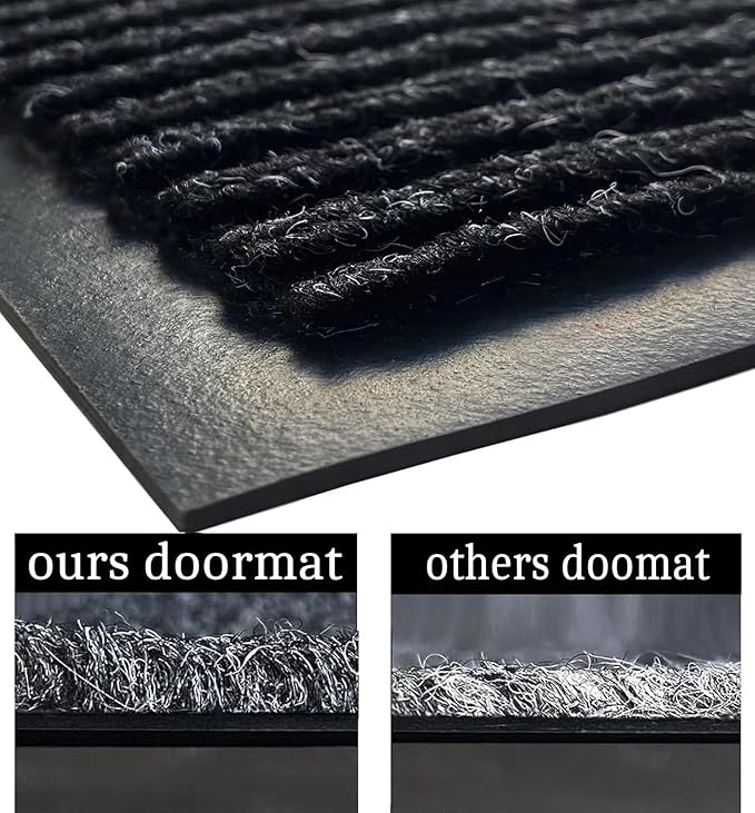SRDDQLC Door Floor Mat Commercial Grade Large Size Heavy Duty Tough Entry Collection Slip Skid Entrance Mat with Rubber Backing Low Profile and Easy to Clean Indoor Outdoor Rug,3x6FT,Black