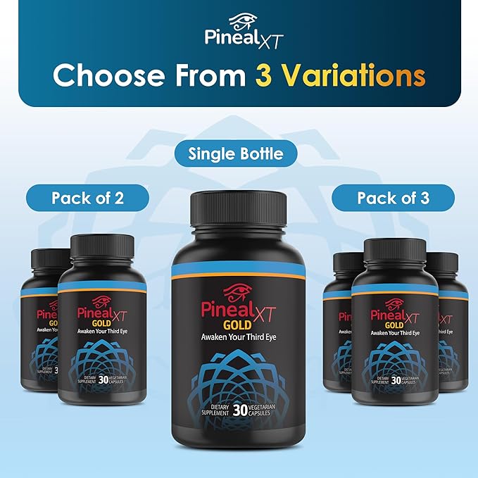 Pineal XT Gold - Pineal Gland Supplement - Third Eye Awakening - Focus and Memory Supplement for Brain - 7 Powerful Ingredients Decalcify, Detox, and Activate Your Pineal Gland, 2 Pack
