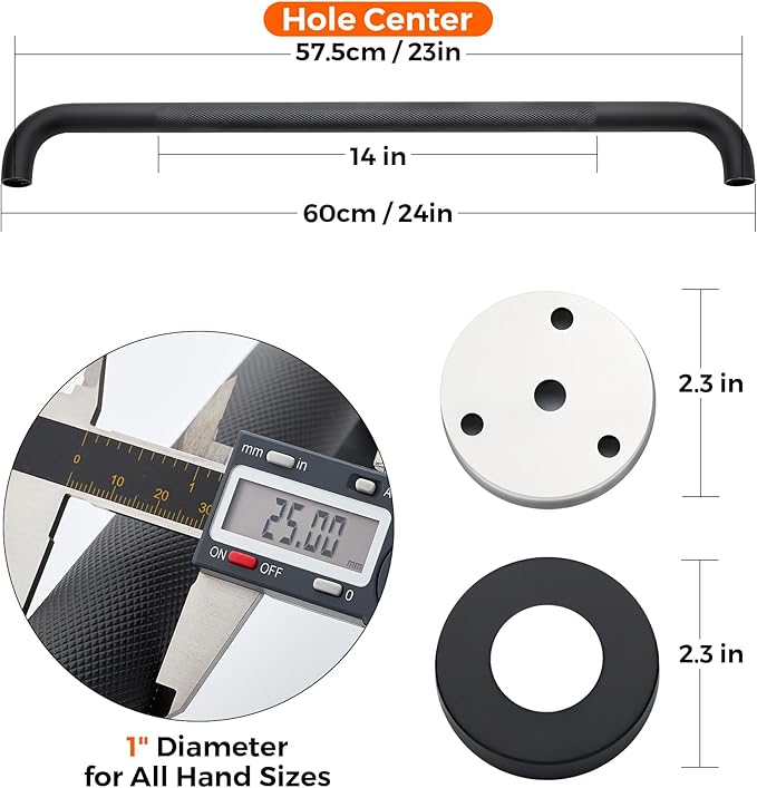 Grab Bars for Shower, 2 Pack 24-Inch Anti Slip Shower Handles for Elderly, Safety Shower Grab Bar, Stainless Steel Handicap Grab Bars for Bathroom (Black 1" Diameter)