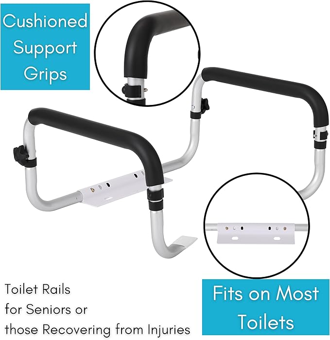 BIRDROCK HOME Toilet Seat Safety Rail for Seniors | Handrail Support Safety Frame for Bathroom | Easy Install - Elderly, Handicap, Bariatrics, Medical Disabled | Raised, Elevated, Assistance, Commode