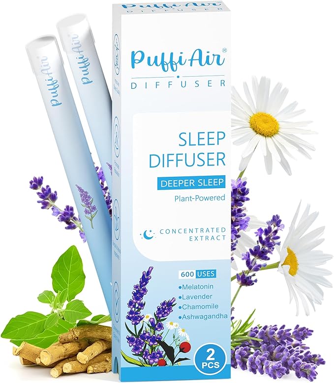 Herbal Anxiety Pen - Melatonin Diffuser with Lavender, Chamomile & Ashwagandha for Sleep Support & Stress Relief - 600 Uses 2 Sticks