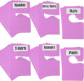 32 Pack White Clothing Rack Size Dividers Plus 75 Labels (1 Inch) and 30 Large Blank Labels, Large Rectangular Clothing Closet Dividers (Purple)
