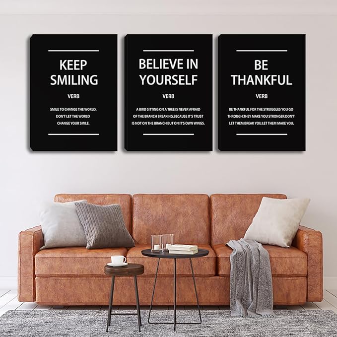 3 Piece Motivational Wall Art, Inspirational Quote for Office Decor, Framed Canvas Wall Decor for Classroom Home Living Room Bedroom(72" Wx36 H)