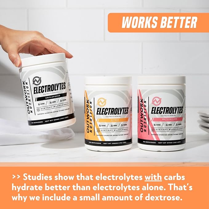 Outwork Nutrition Electrolytes Powder - Hydration Powder for Exercise Endurance & Muscle Cramp Relief - Instant Hydration, Electrolyte Drink Mix - Citrus Flavor, 30 Serv