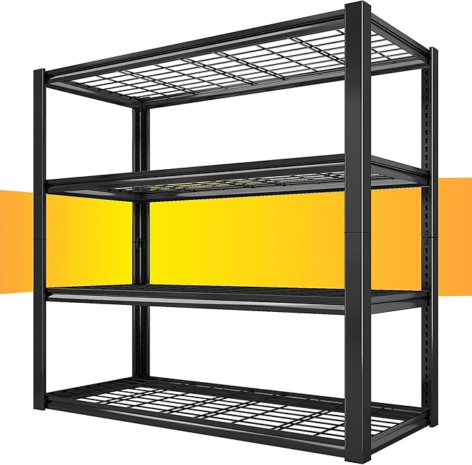 REIBII 40" W Storage Shelves 2200LBS Garage Shelving Heavy Duty Metal Shelving Adjustable Metal Shelves Industrial 4 Tier Shelf for Warehouse Basement Pantry Kitchen 40" W x 19.7" D x 59.9" H Black