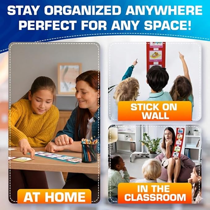 Premium 60 pcs Visual Schedule for Kids with Autism12 bords Black Bag Reward Chart Chore Bedtime Routine Toddlers Timetable Autistic Children Wall Planner Daily ADHD at Home School Learning Materials