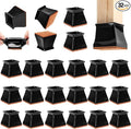CHUNZEXI 32 Pack Square Chair Leg Floor Protectors for Hardwood Floors, Silicone Felt Covers Pads Caps, Protect Wood Furniture Feet Floors Noise Reduce and Scratch (Square Large & Black)