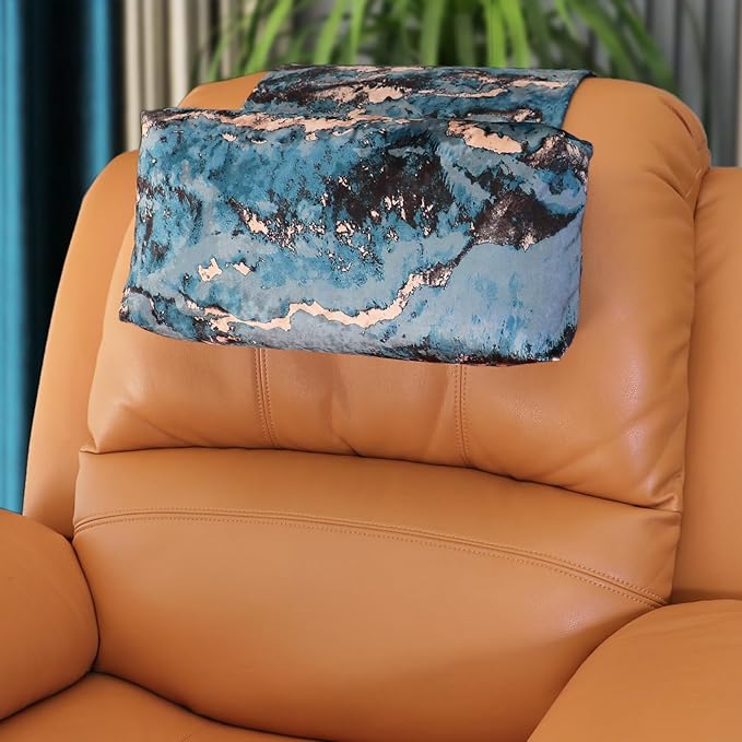 Non-Slip Head Pillow for Recliners - Neck Support Cushion with Velvet Cover for Pain Relief at Home, Office and Travel (Dark Blue)