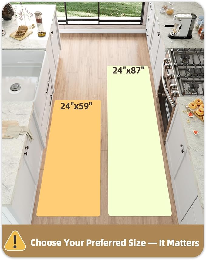 Color&Geometry Anti Fatigue Kitchen Mats for Floor 24x59, Vintage Decor, Easy Clean, Waterproof & Oil Proof, 0.4" Thick Cushioned, Non-Slip Kitchen Runner Rug for Sink, Laundry, Office, Blue