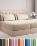 Split King 7 Piece Sheet Set - Cooling & Breathable Bed Sheets - Hotel Luxury Bed Sheets for Women, Men, Kids & Teens - Deep Pocket & Easy Fit - Soft & Wrinkle Free - Split King Heathered Beige Sheets