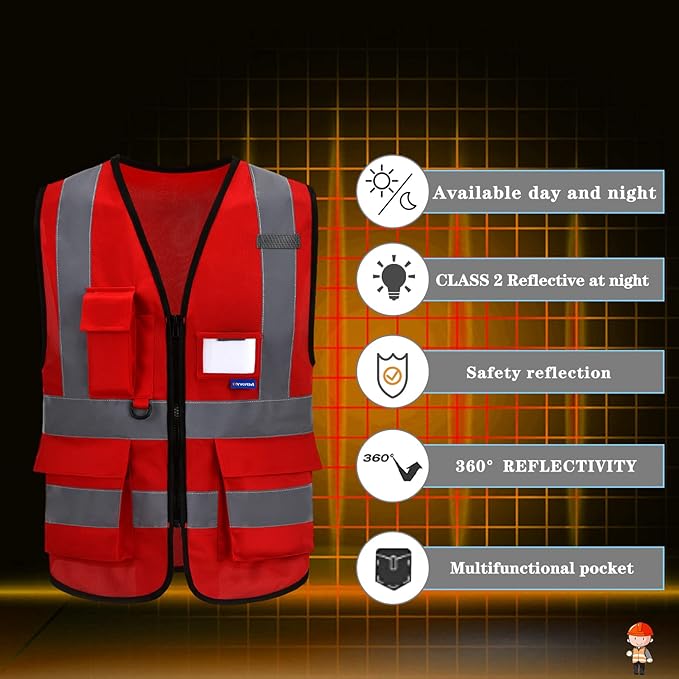 4xl 5XL high visibility vest red big and tall