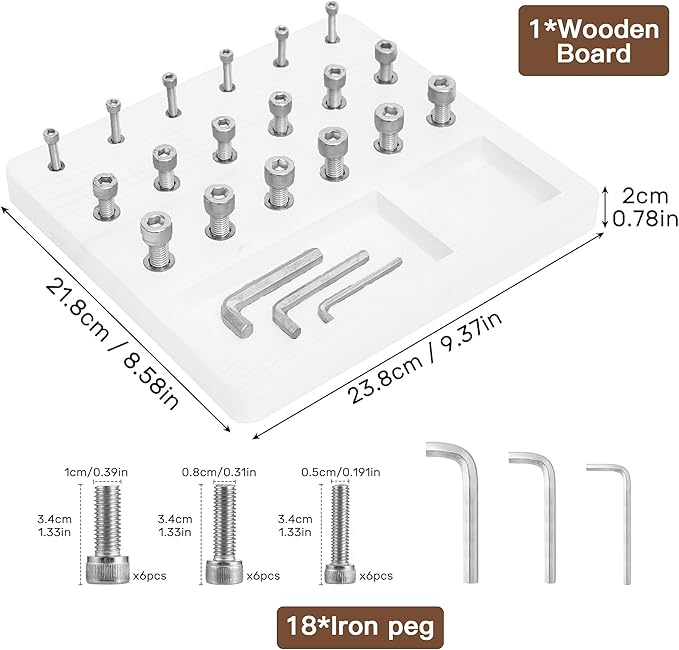 Wooden Pegboard for Finger Dexterity, Finger Strength Trainer for Grip Strength Training for Fingers, Wrists, and Hands for Home, Office, Gym, Climbing, Athletes, Musicians, and Therapy