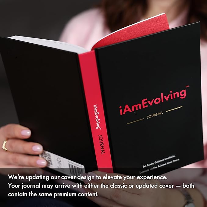 iAmEvolving Journal – Guided Gratitude & Goal Planner with Habit Tracker, Mindfulness Prompts & Daily Reflection | Undated 6-Month Self-Care & Personal Growth Notebook (Black Cover • Limited Edition)