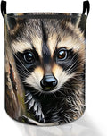 Cute Raccoon Laundry Basket Hamper for Boys Girls Kids Adults, Foldable Waterproof Oxford Clothes Storage Bin, Animal Forest Organizer for Bedroom Bathroom Room Decor 19.7"x15.8"