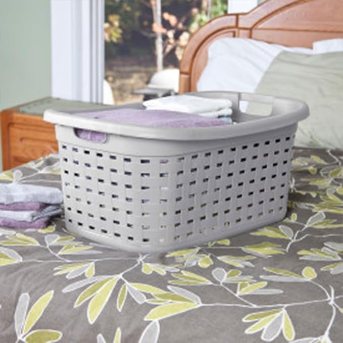 Sterilite Cement Gray Durable Weave Laundry Basket with Wicker Pattern (12 Pack)