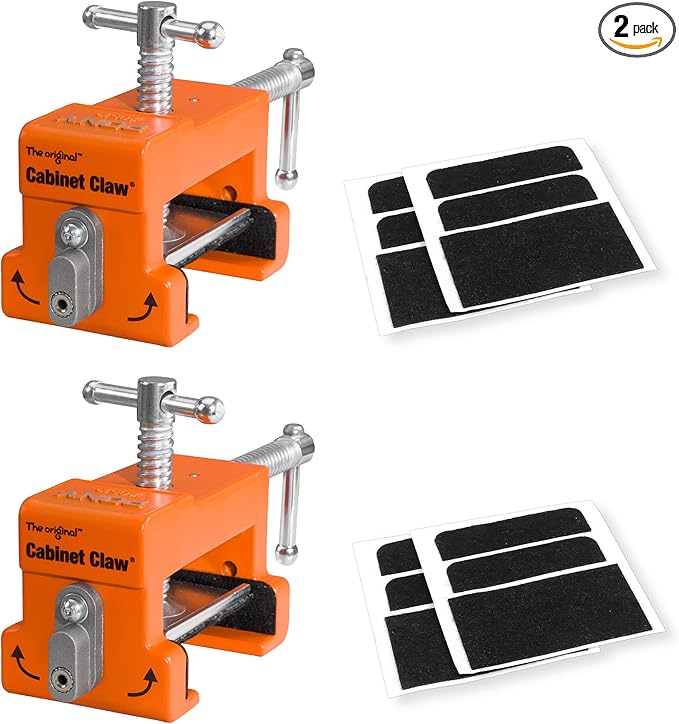 PONY 2-Pack Cabinet Clamps, 8510 Cabinet Claw, Face Frame Clamps for Installing Cabinets, 440 lbs Load Limited Orange