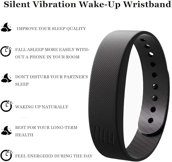 Vibrating Alarm Clock Watch for Heavy Sleepers, Silent Vibration Wake-Up Wristband for Deep Sleepers