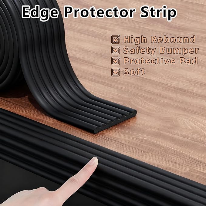 Baby Corner Guards 6.56FT - Ultra Soft Sponge Edge & Corner Protectors,Desk Edge Cushion,for Furniture, Table, Fireplace - Safety Bumper with Strong Adhesive Tape, Black,3.15 Inch Wide