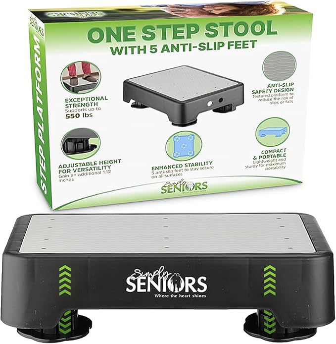 Small Step Stools for Adults - Small Mobility Aid for Seniors - Portable Heavy Duty Plastic Step Platform & Bed Steps for High Beds for Adults - Assist Device for Kitchen Bathroom Toilet - Kids Stool