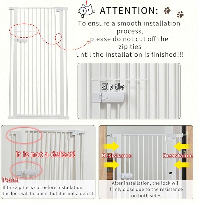 Lumizone Extra Tall Cat Gate 55.12" High Pressure Mounted Extra Wide 2025 New (17 Sizes) 1.37" Gap No Drilling Auto-Close One-Handed Operation Tall Pet Gate for Dogs(White, 55.12" H x 29.92"-59.44" W)