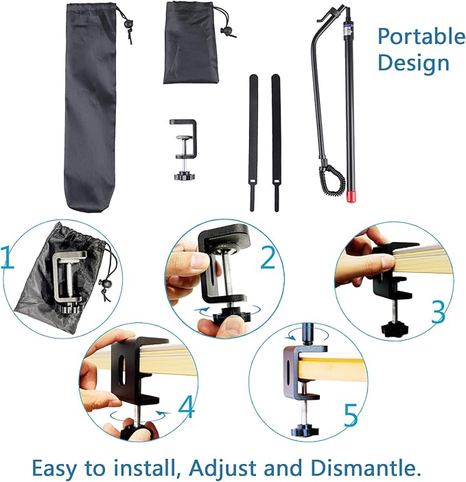 LONYEON CPAP Hose Holder - Prevent Leakage and Tangle with Height Adjustable, Removable and Rotatable - Hose Hanger Hook Organizer CPAP Accessories Supplies for Sleep, with C Clamp Base, Black
