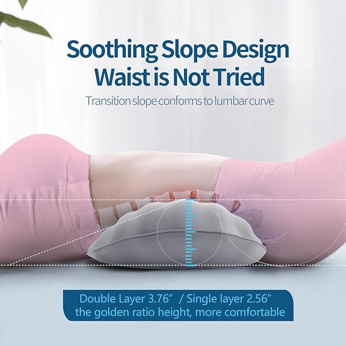RESTCLOUD Adjustable Lumbar Support Pillow for Sleeping Memory Foam Back Support Pillow for Lower Back Pain Relief and Sleeping, Lumbar Support Pillow for Bed and Chair with 2 Insert Pads