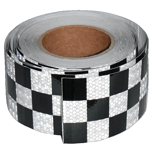 Black White Reflective Tape Outdoor Waterproof 3 inch X 66 feet, High Visibility Hazard Conspicuity Safety Industrial Marking Tape