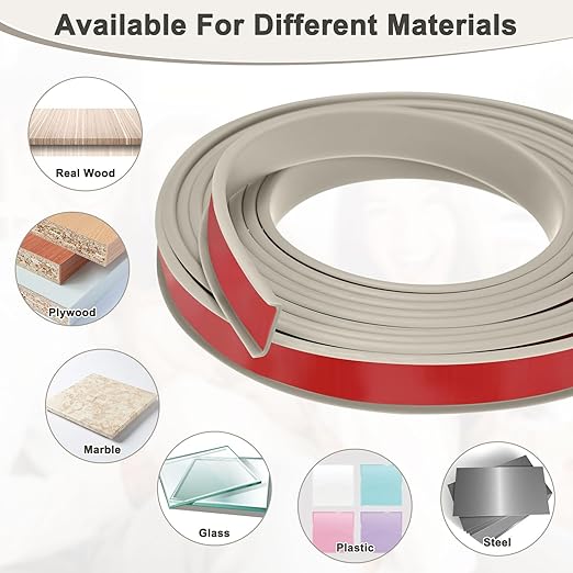 U-Shape Edge Banding, 0.78 Inch x 32.8 FT Self Adhesive Rubber Edge Trim Flexible TPE Corner Protector for Desk/Shelves/Furniture/Countertop/Table/Cabinet/Plywood [Khaki]