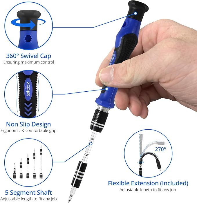 TackTik Precision Screwdriver Set TOOL KIT 80-Piece Multi-Bit Screwdriver with Multiple Bits, Magnetic Repair, Tweezers, Suction Cups, Cleaners for Computer, iPhone, Laptop, PC, Cell Phone,