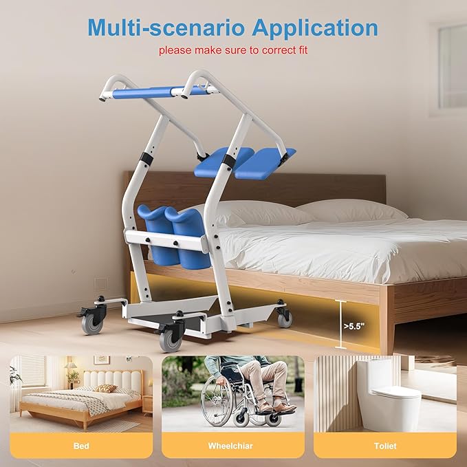 Upgraded Sit to Stand Patient Lift, One-Step Stand Assist Lift for Elderly,Lift Assist Transfer Device with Wheels, Home Care Use Transport Chair Stand Assist for Seniors, Adults & Disabled
