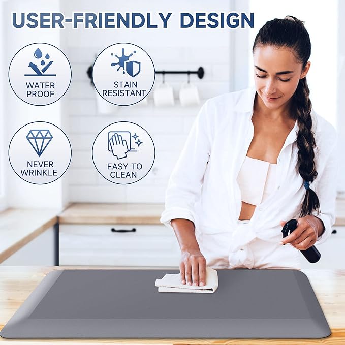 4/5 Inch Thick Kitchen Mats for Floor, StepRite Kitchen Rug for Standing Desk, Non-Slip, Thicker, Stain & Water Resistant, Comfort Anti Fatigue Floor Mat for Home, Kitchen, Office - Grey,70 * 24''