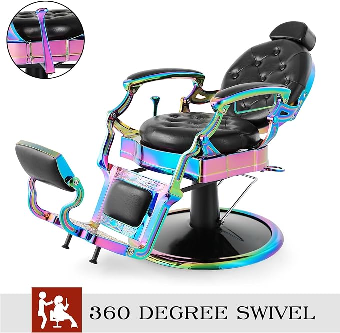 Artist hand Retro Barber Chair Heavy Duty Barber Chairs Vintage Salon Chair Hydraulic Recline Beauty Spa Styling Equipment Rounded Cushioning with Puckered Button (Laser Frame)