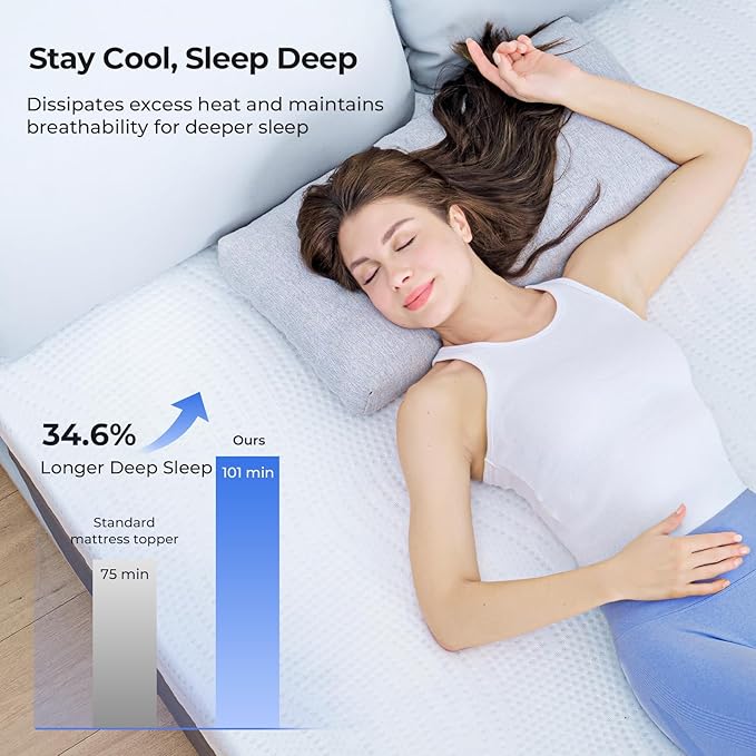 Cooling Mattress Topper Twin XL Size 3 Inch, Cooling Gel & Bamboo Charcoal Memory Foam Mattress Topper for Back Pain Relief, Firm Dual-Layer Foam Bed Pad with Removable Cover College Dorm