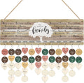CHDITB Family Birthday Calendar with Tags, Vintage The Alphabet of Family Birthday Wall Hanging(16"x5"), Inspirational Quotes Wooden Birthday Reminder Tracker for Mothers Day Anniversary