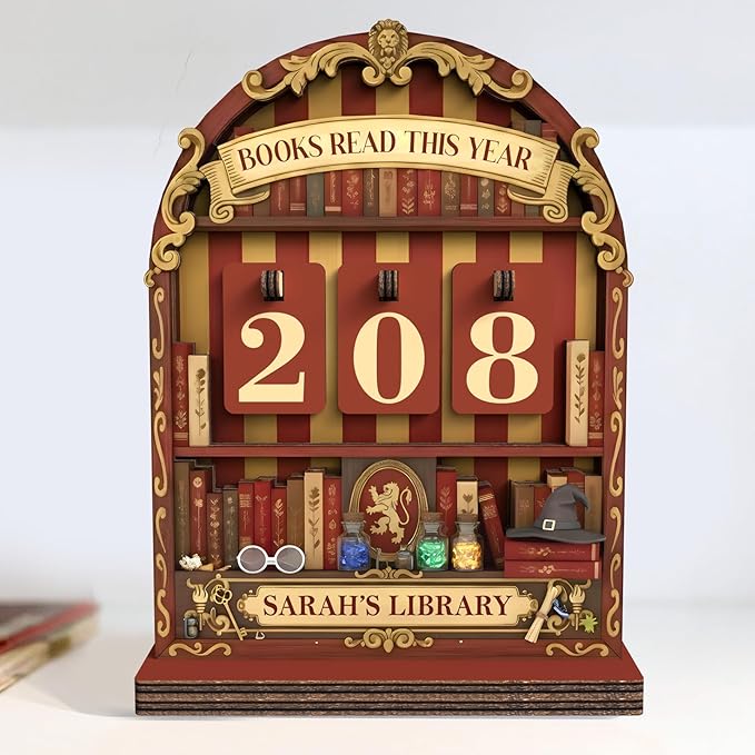 Personalized Magic Book Tracker, Witchy Books Read This Year Counter Sign, Whimsical Bookshelf Decor, Fantasy Home Library Accessories, Custom Christmas Bookish Gifts for Women, Book Lovers, Readers