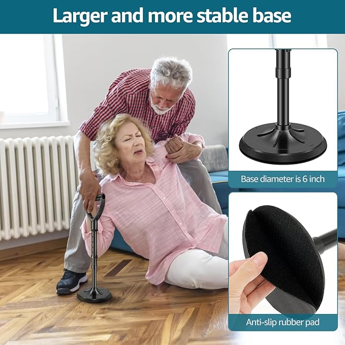 Mobility Tool Standing Aid Device Adjustable Standup Helper to Help Get Up from Floor and Ground Metal Senior Lift Assist Device Elderly Standing Helper Support Tool for Seniors(Black)