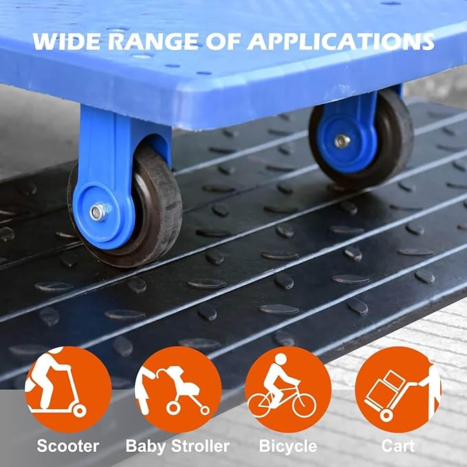 Rubber Wheelchair Threshold Ramp, 1"/1.5"/2"/2.5"/3"/3.5"/4" Rise Options, Wheelchair Ramp 7000Lbs Load Capacity, Non-Slip Textured Surface for Wheelchairs, Scooters (2.0" Rise)