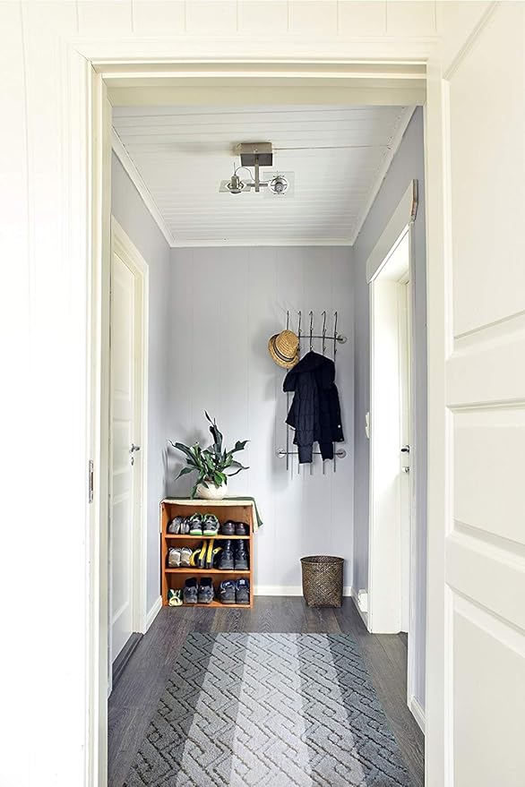Custom Size Hallway Runner Rug Damask Grey Color 31 inch Wide Select Your Length Non-Slip (Skid Resistance) Rubber Backing 11 feet x 31 inch