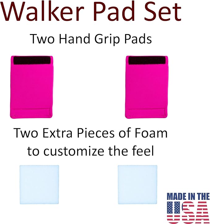 Crutcheze Walker Padded Hand Grip Covers Premium USA Designed Moisture Wicking, Comfort, Fashion, Washable - Standard Walker Handle Cushion - Mobility Aid Accessories