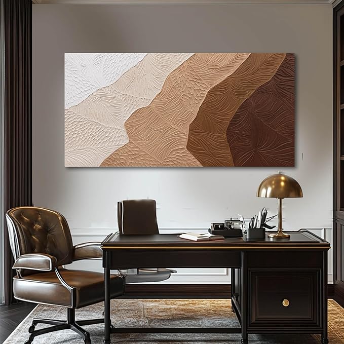 SOUGUAN Modern Wall Art Abstract Wall Decor Neutral Art Paintings 24"x48" Canvas Painting for Dining Room Area Poster for Bedroom