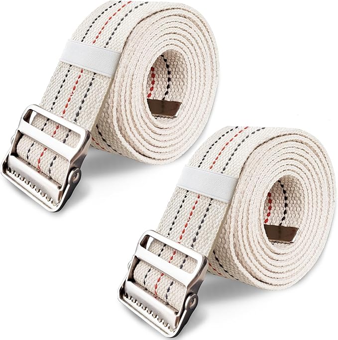 Aliseniors 2 Pack Transfer and Gait Belt with Metal Buckle - 60 Inch, Standing and Transfer Walking Assist Aid for Seniors, Elderly Patients, Caregiver, Nurse, Therapist